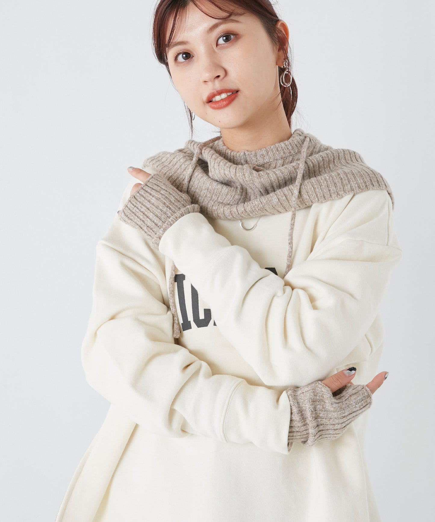 【OMNES】リブニット バラクラバ&アームウォーマーセット【1522-0086】