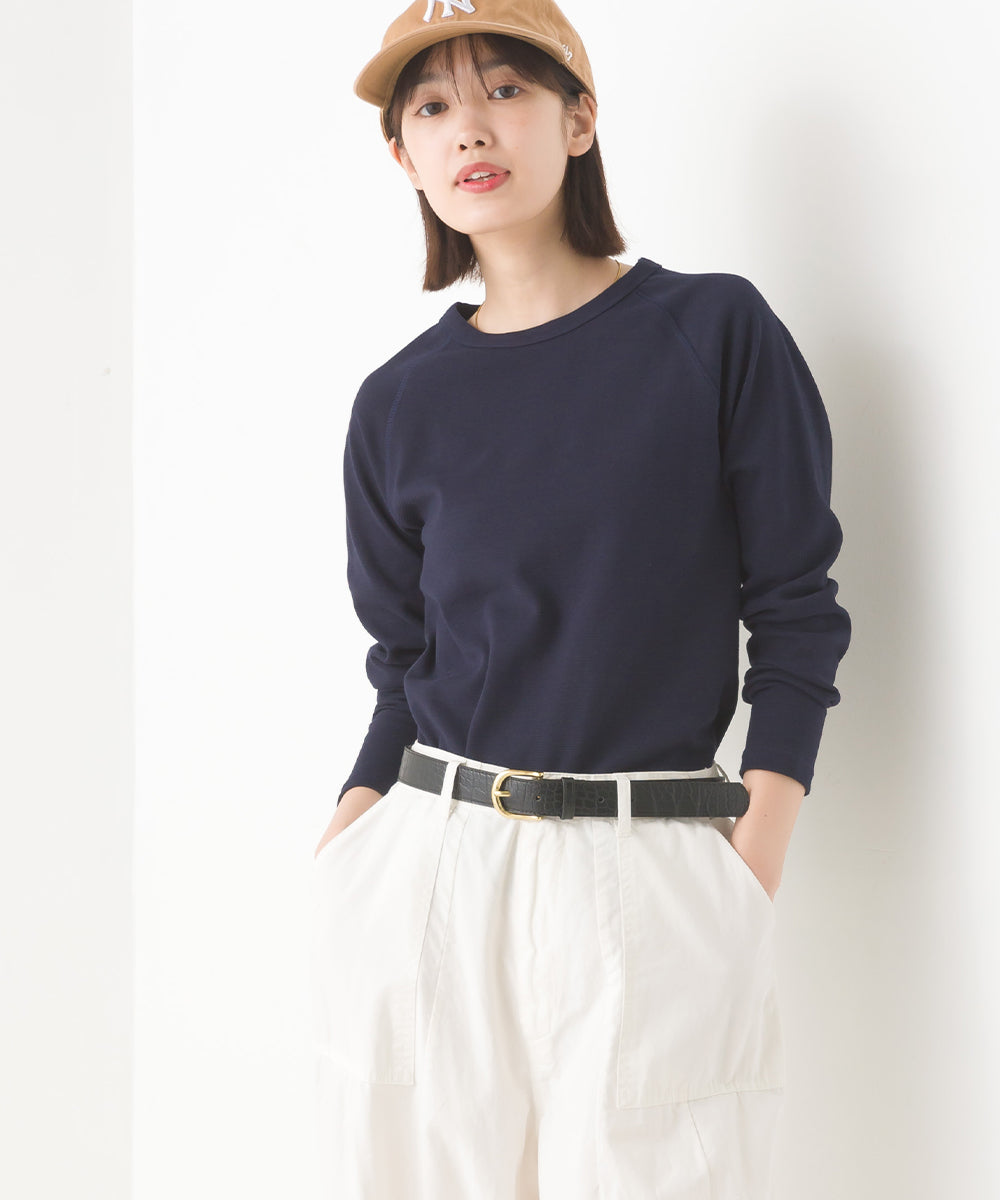 【OMNES】ユニセックス ストレッチジャガード クルーネック長袖Tシャツ【1519-5056】
