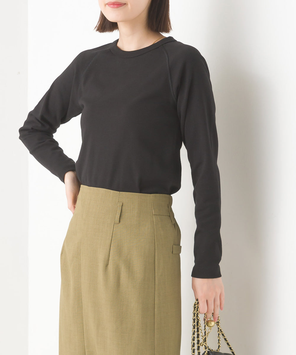 【OMNES】ユニセックス ストレッチジャガード クルーネック長袖Tシャツ【1519-5056】