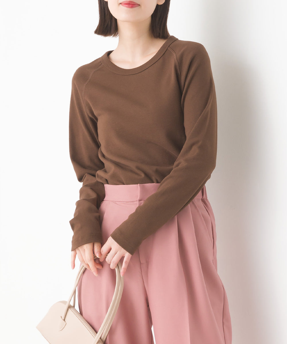 【OMNES】ユニセックス ストレッチジャガード クルーネック長袖Tシャツ【1519-5056】