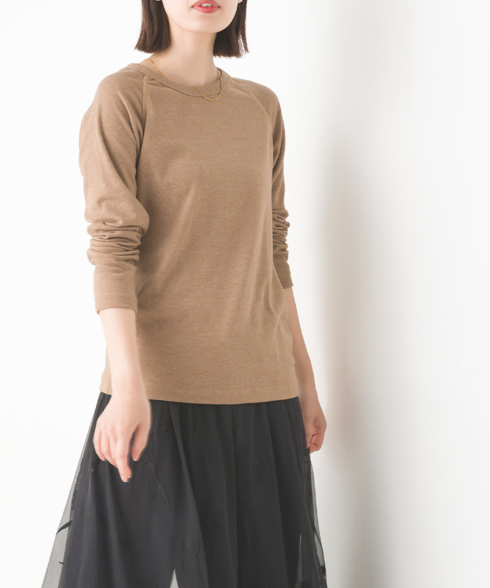 【OMNES】ユニセックス ストレッチジャガード クルーネック長袖Tシャツ【1519-5056】