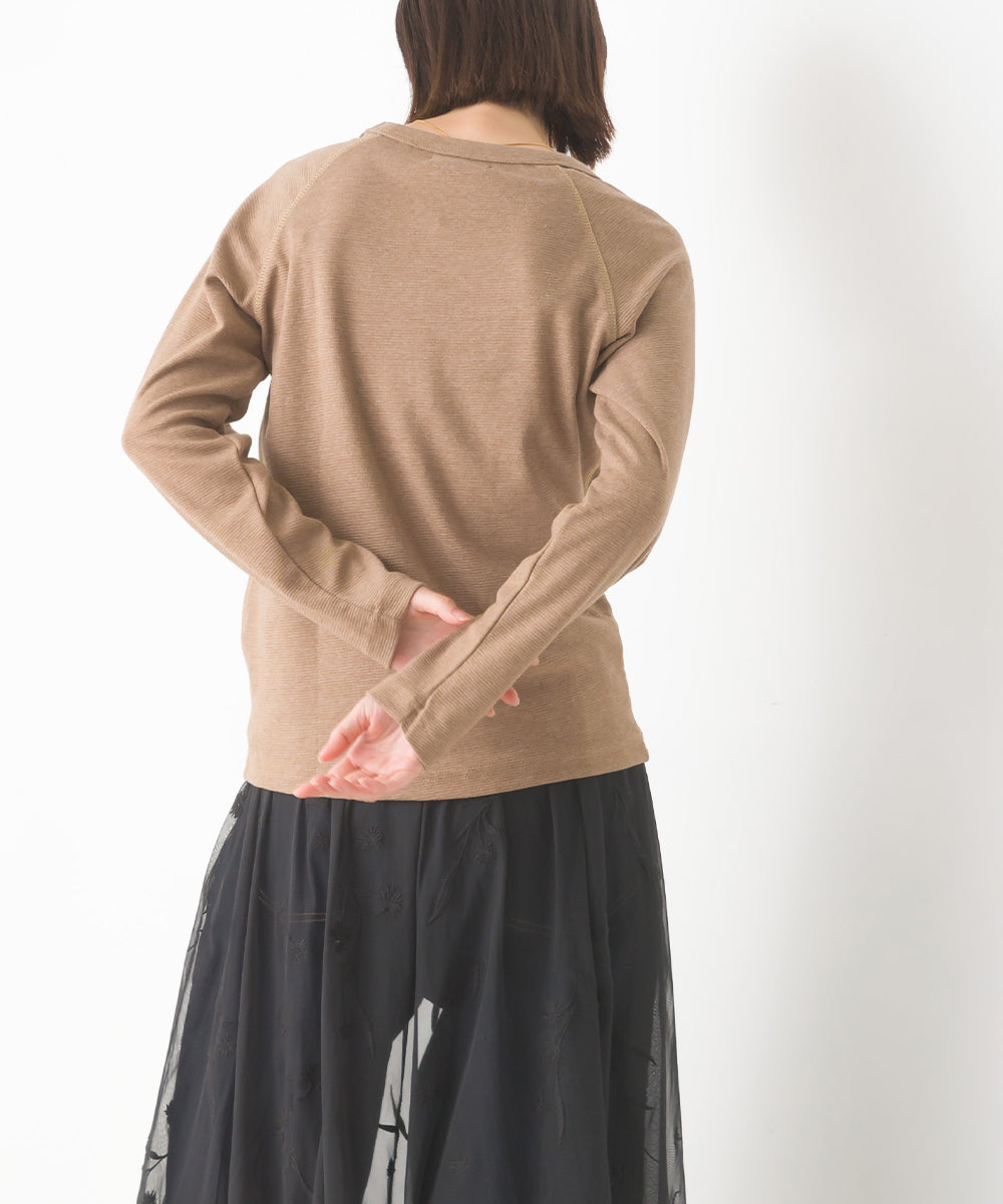【OMNES】ユニセックス ストレッチジャガード クルーネック長袖Tシャツ【1519-5056】