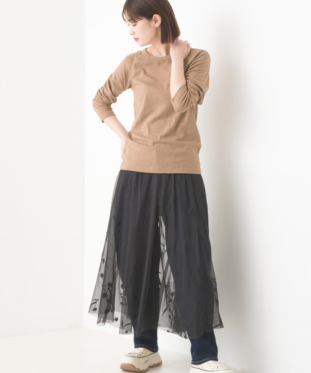 【OMNES】ユニセックス ストレッチジャガード クルーネック長袖Tシャツ【1519-5056】
