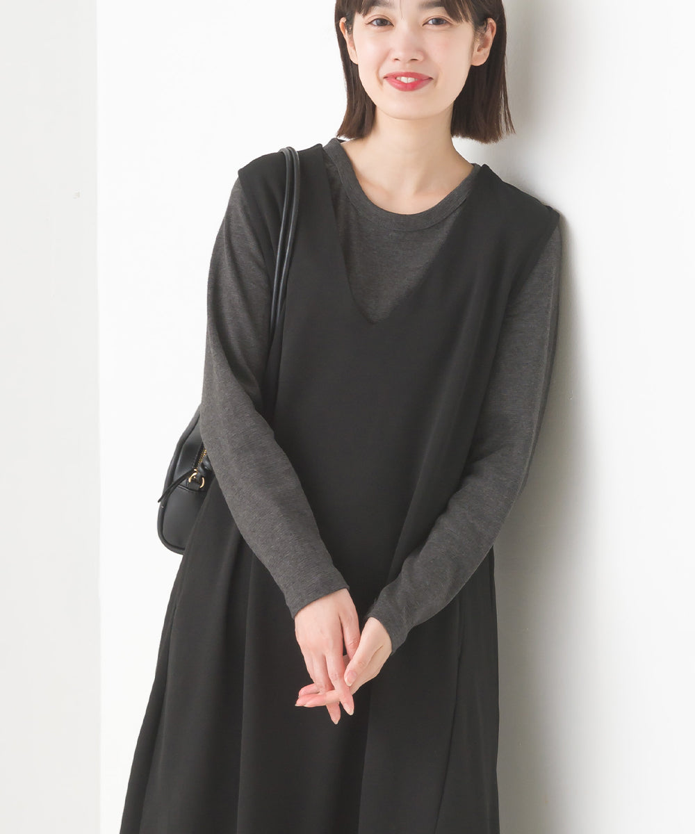 【OMNES】ユニセックス ストレッチジャガード クルーネック長袖Tシャツ【1519-5056】
