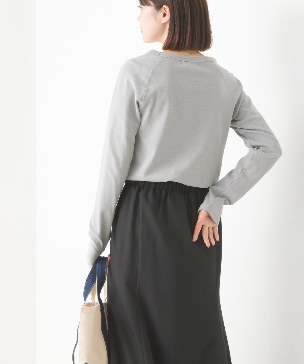 【OMNES】ユニセックス ストレッチジャガード クルーネック長袖Tシャツ【1519-5056】