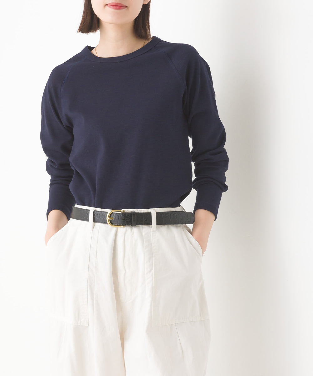 【OMNES】ユニセックス ストレッチジャガード クルーネック長袖Tシャツ【1519-5056】