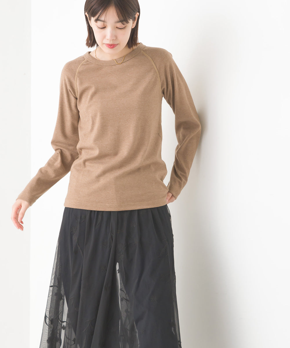 【OMNES】ユニセックス ストレッチジャガード クルーネック長袖Tシャツ【1519-5056】