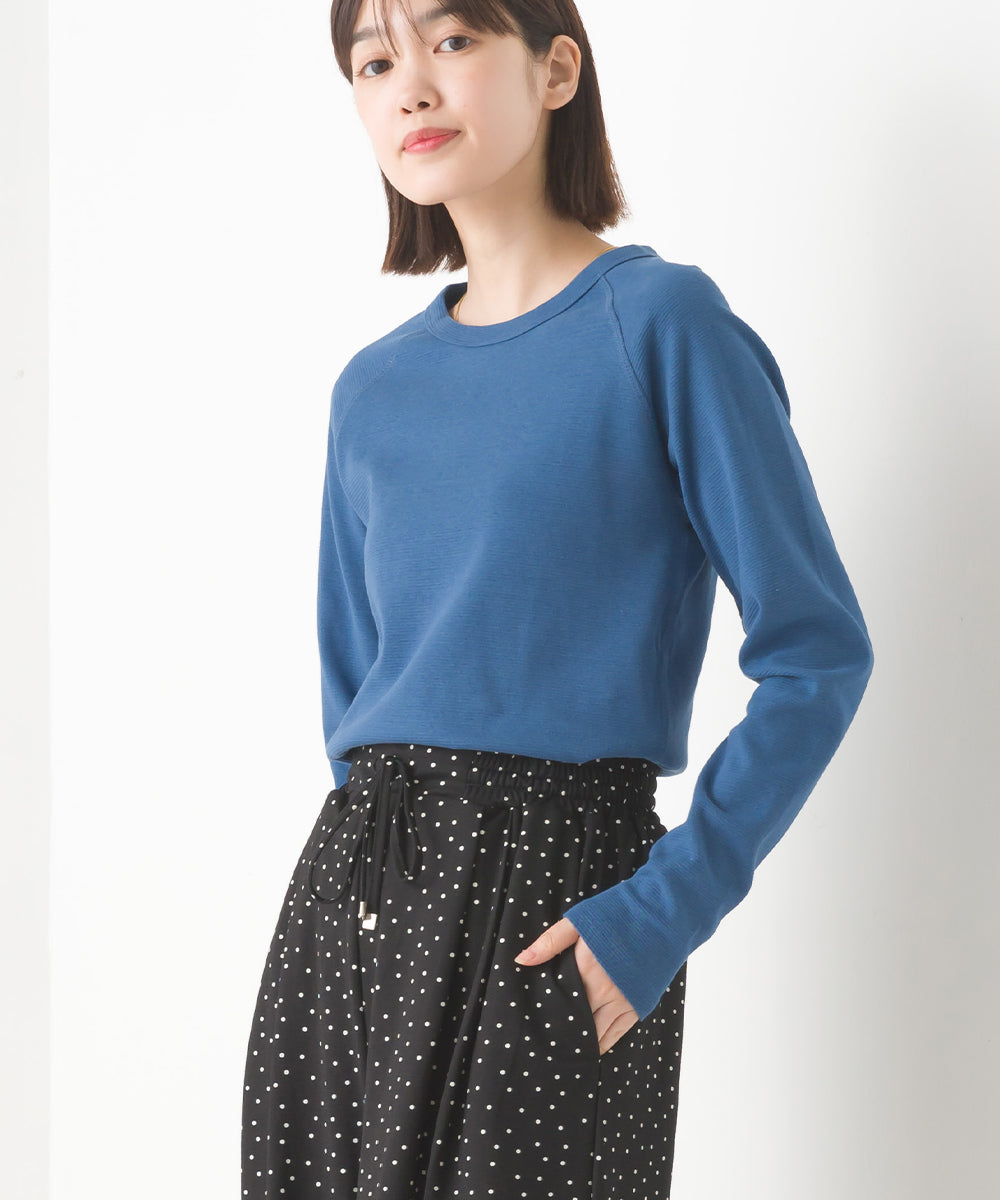 【OMNES】ユニセックス ストレッチジャガード クルーネック長袖Tシャツ【1519-5056】
