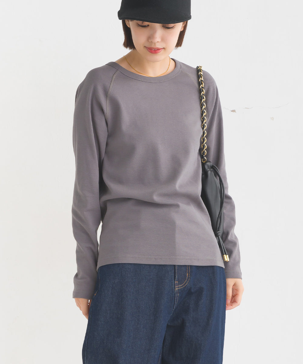 【OMNES】ユニセックス ストレッチジャガード クルーネック長袖Tシャツ【1519-5056】