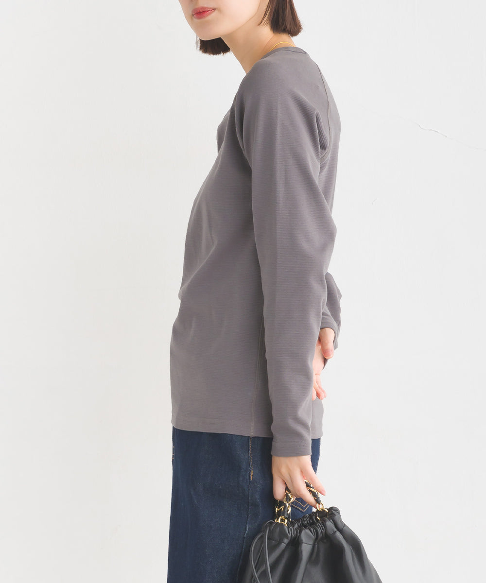 【OMNES】ユニセックス ストレッチジャガード クルーネック長袖Tシャツ【1519-5056】