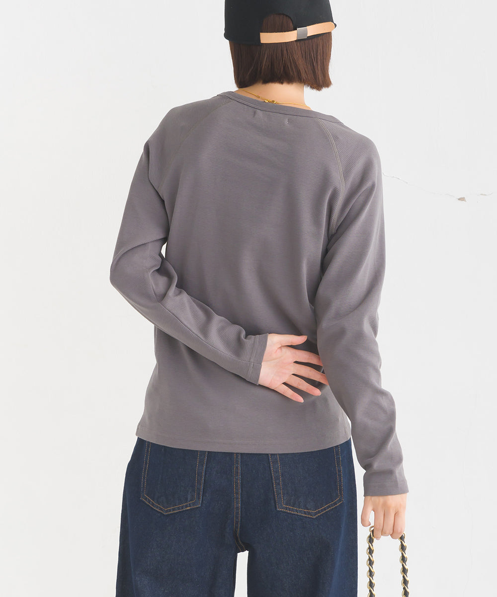 【OMNES】ユニセックス ストレッチジャガード クルーネック長袖Tシャツ【1519-5056】