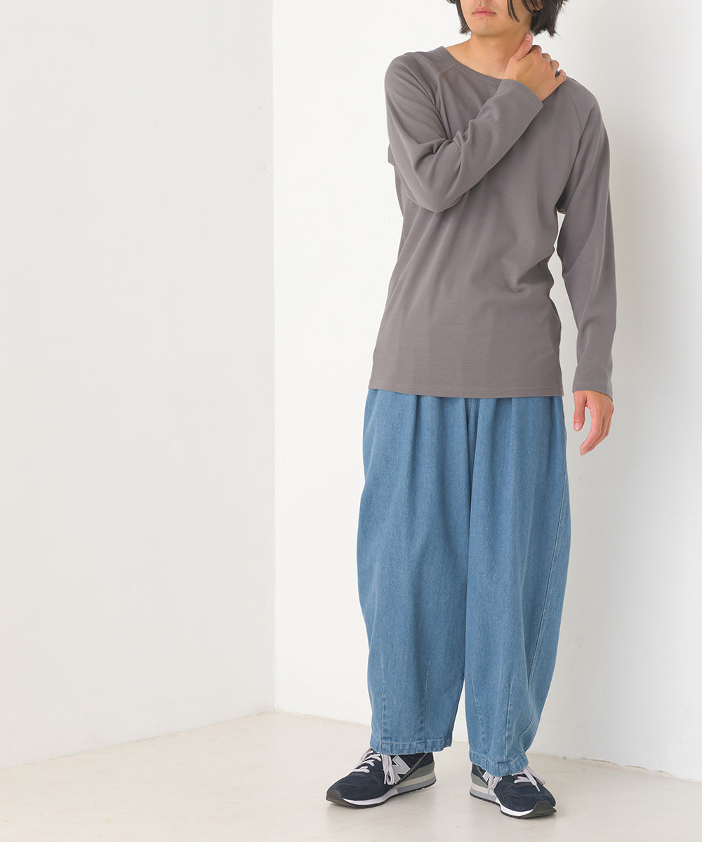 【OMNES】ユニセックス ストレッチジャガード クルーネック長袖Tシャツ【1519-5056】