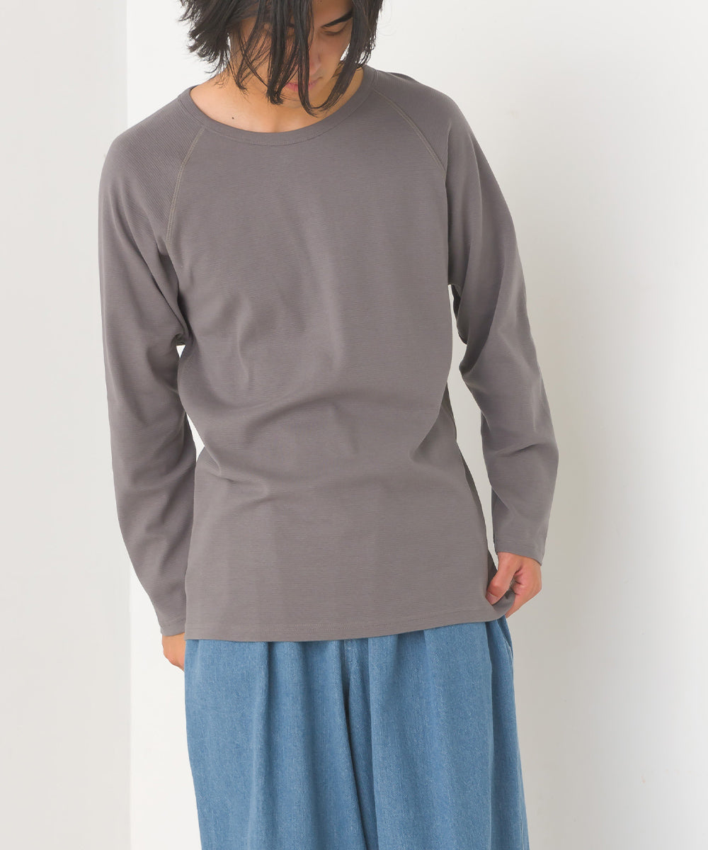 【OMNES】ユニセックス ストレッチジャガード クルーネック長袖Tシャツ【1519-5056】