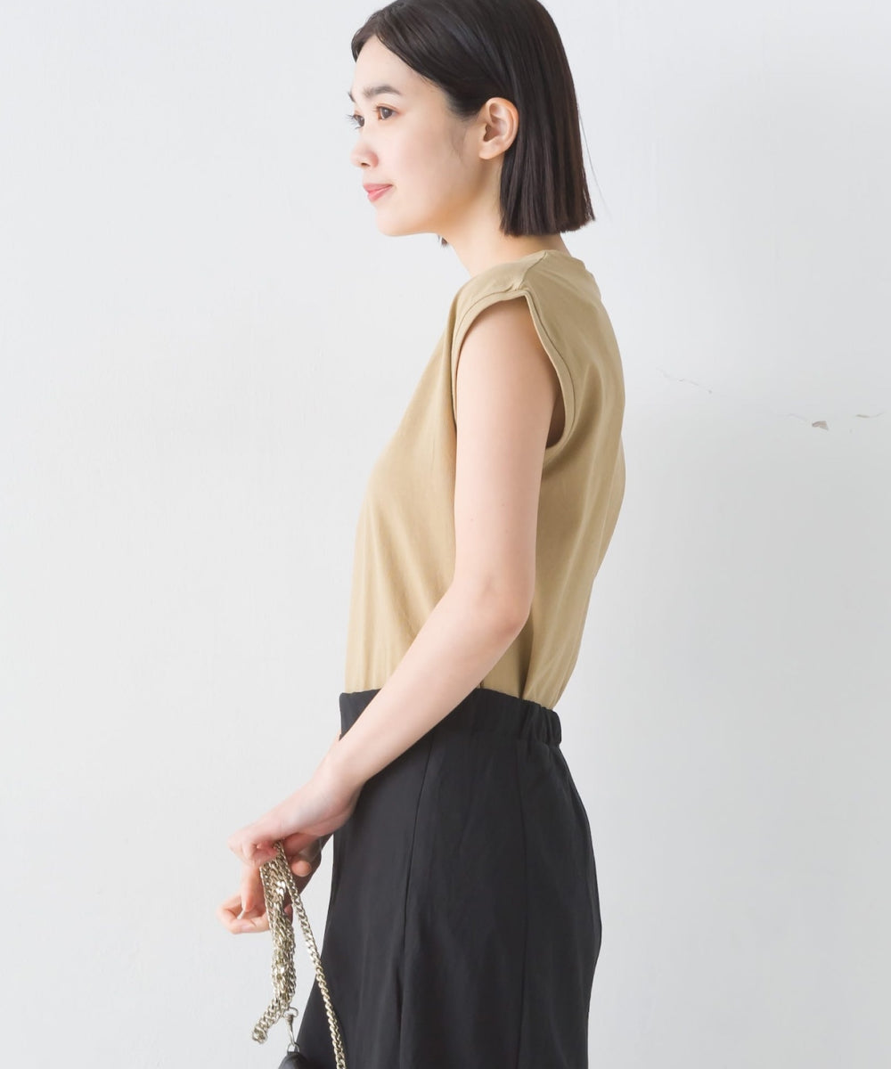 【OMNES】製品洗いコットン ノースリーブTシャツ【1520-5005】