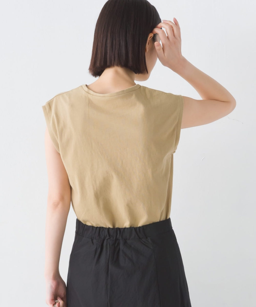 【OMNES】製品洗いコットン ノースリーブTシャツ【1520-5005】