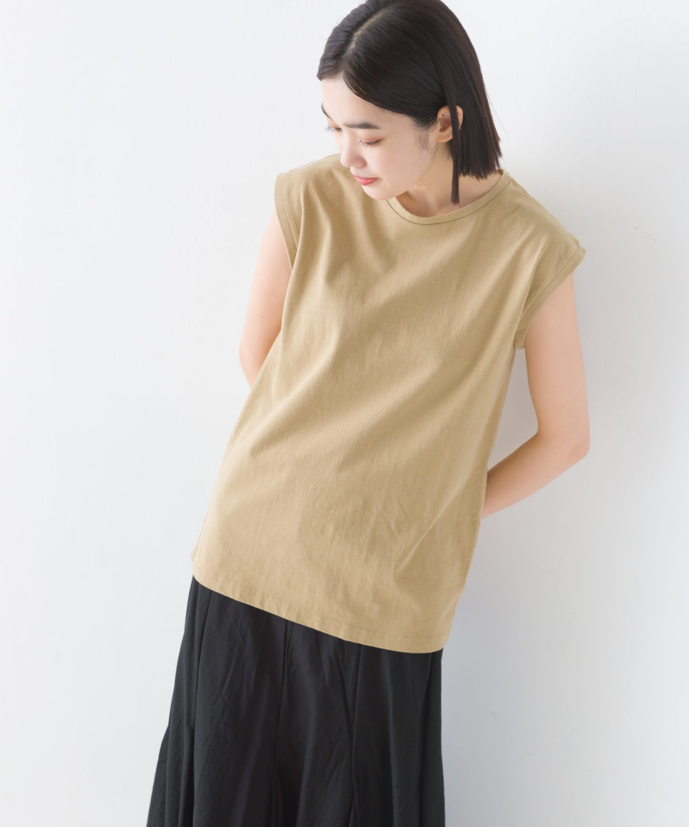 【OMNES】製品洗いコットン ノースリーブTシャツ【1520-5005】