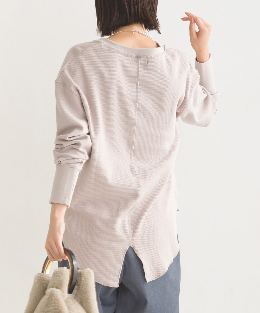 【OMNES】ハニカムストレッチバッグスリットプルオーバー【1520-5009】