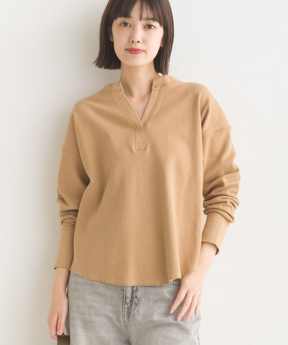 【OMNES】ハニカムストレッチバッグスリットプルオーバー【1520-5009】