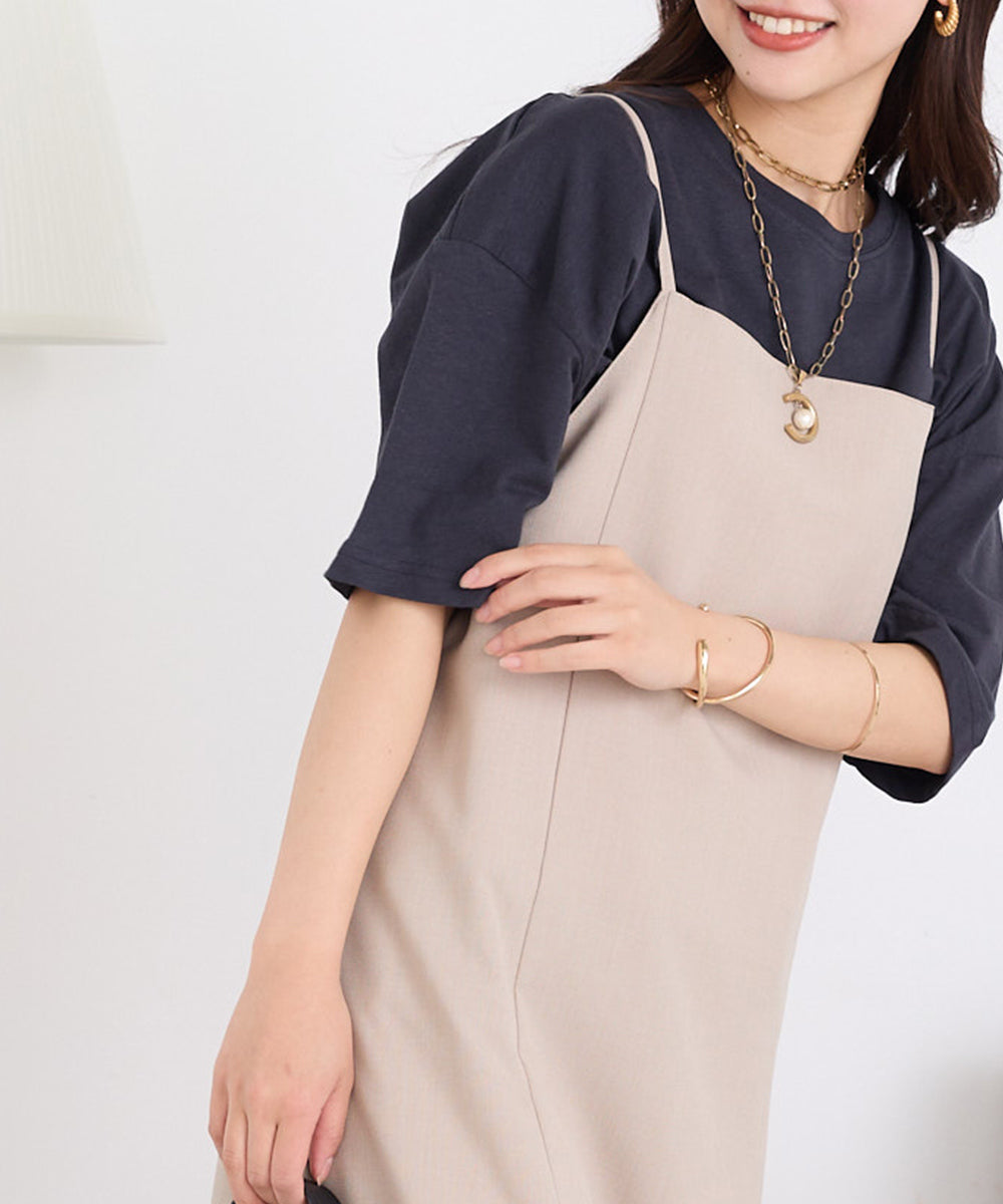 【OMNES】綿麻カット ポケット付きラウンドヘム半袖Tシャツ【1520-5014】