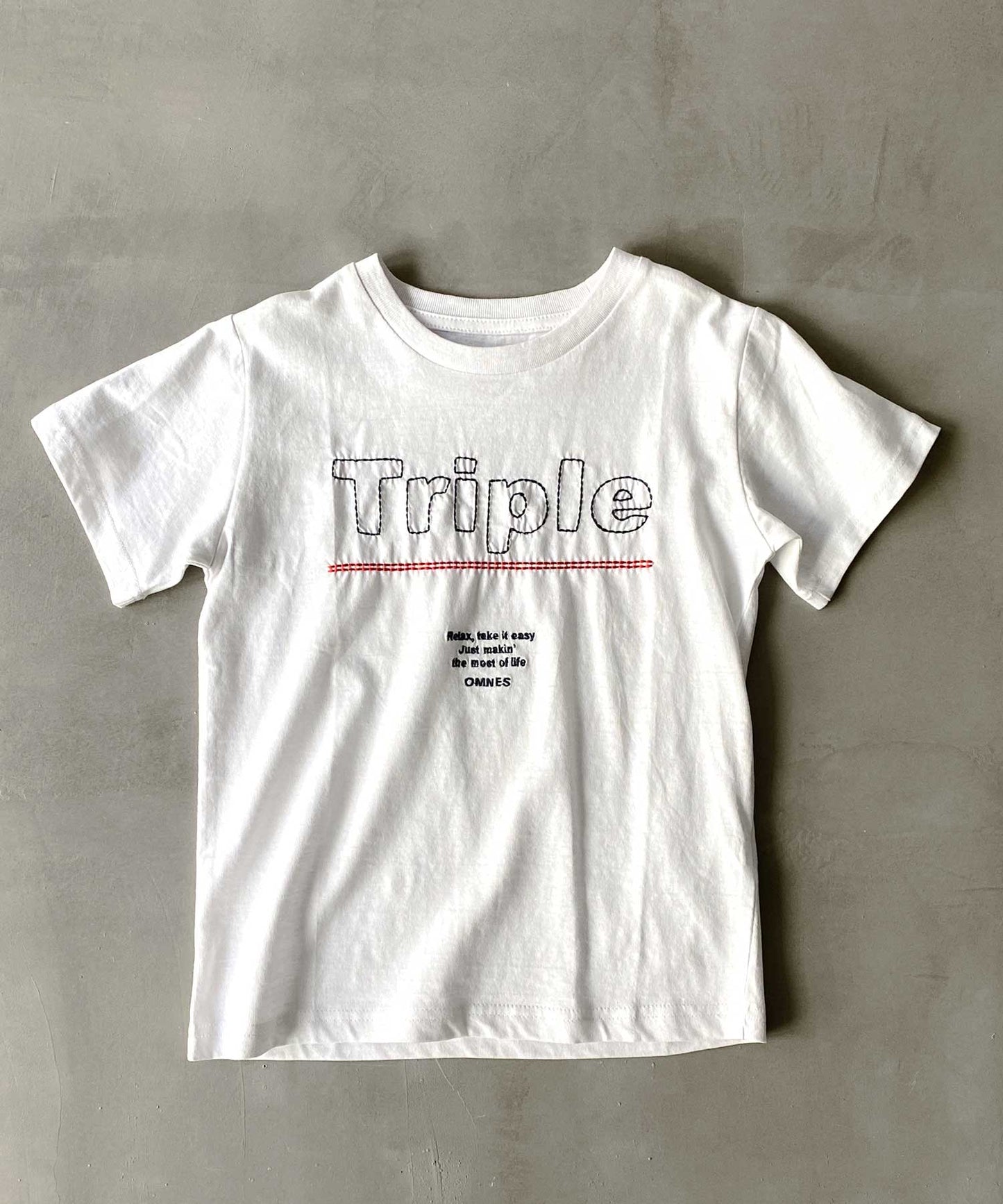 【OMNES】キッズ 綿麻カットプリント半袖Tシャツ【1520-5067】