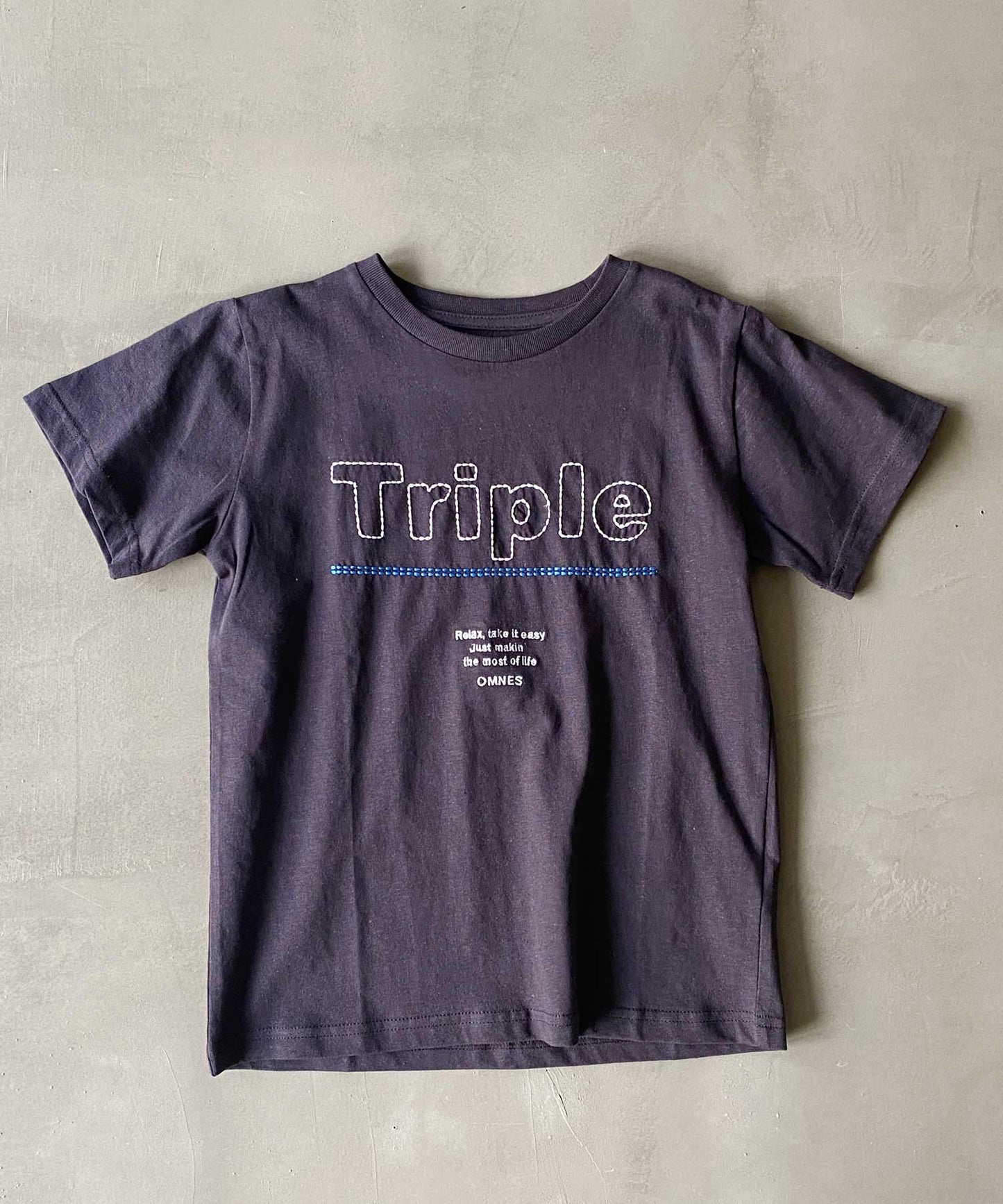 【OMNES】キッズ 綿麻カットプリント半袖Tシャツ【1520-5067】