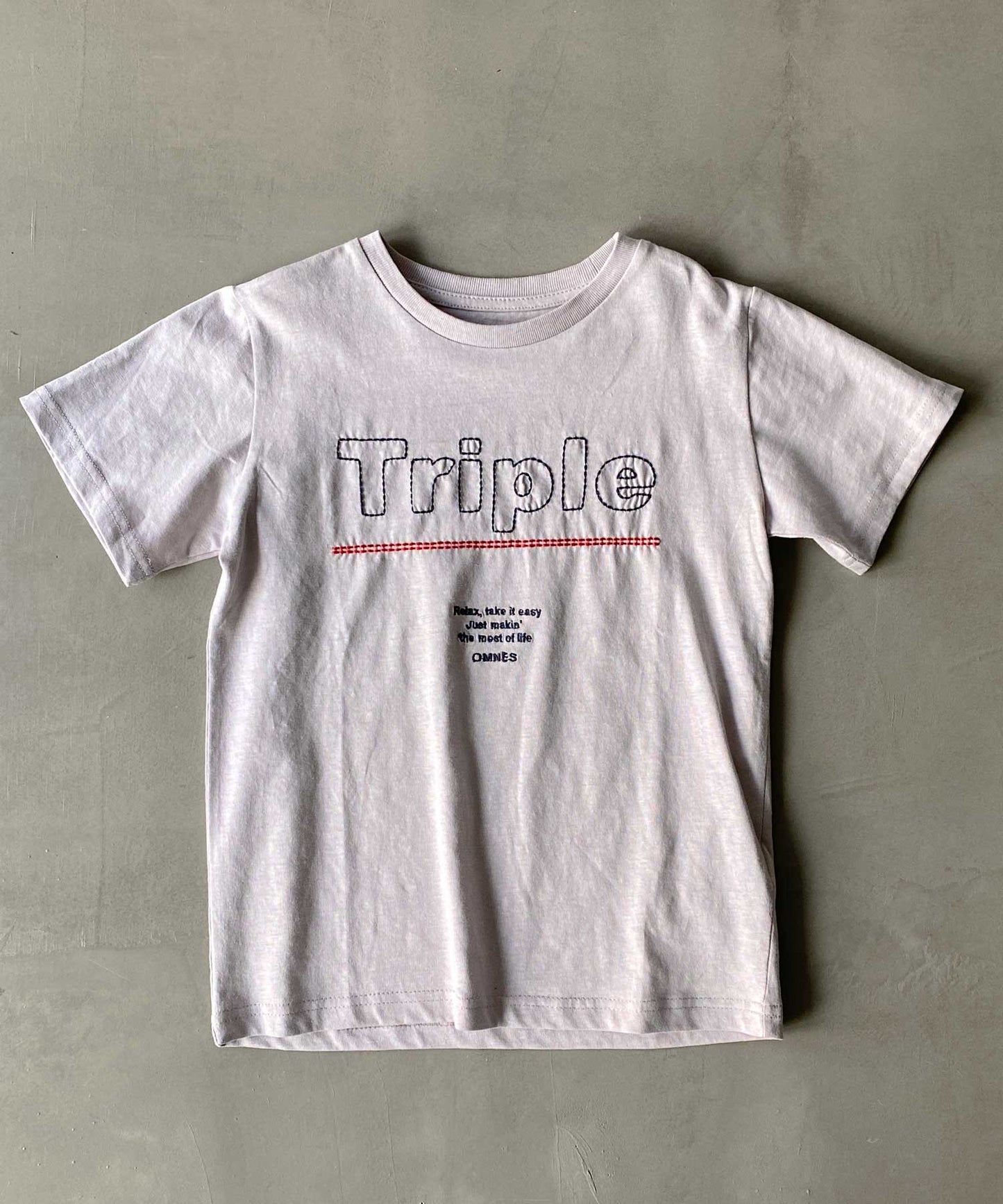 【OMNES】キッズ 綿麻カットプリント半袖Tシャツ【1520-5067】