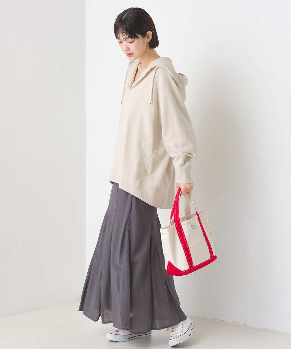 【OMNES】裏毛スウェット フロントV開き フードプルオーバー【1520-5099】
