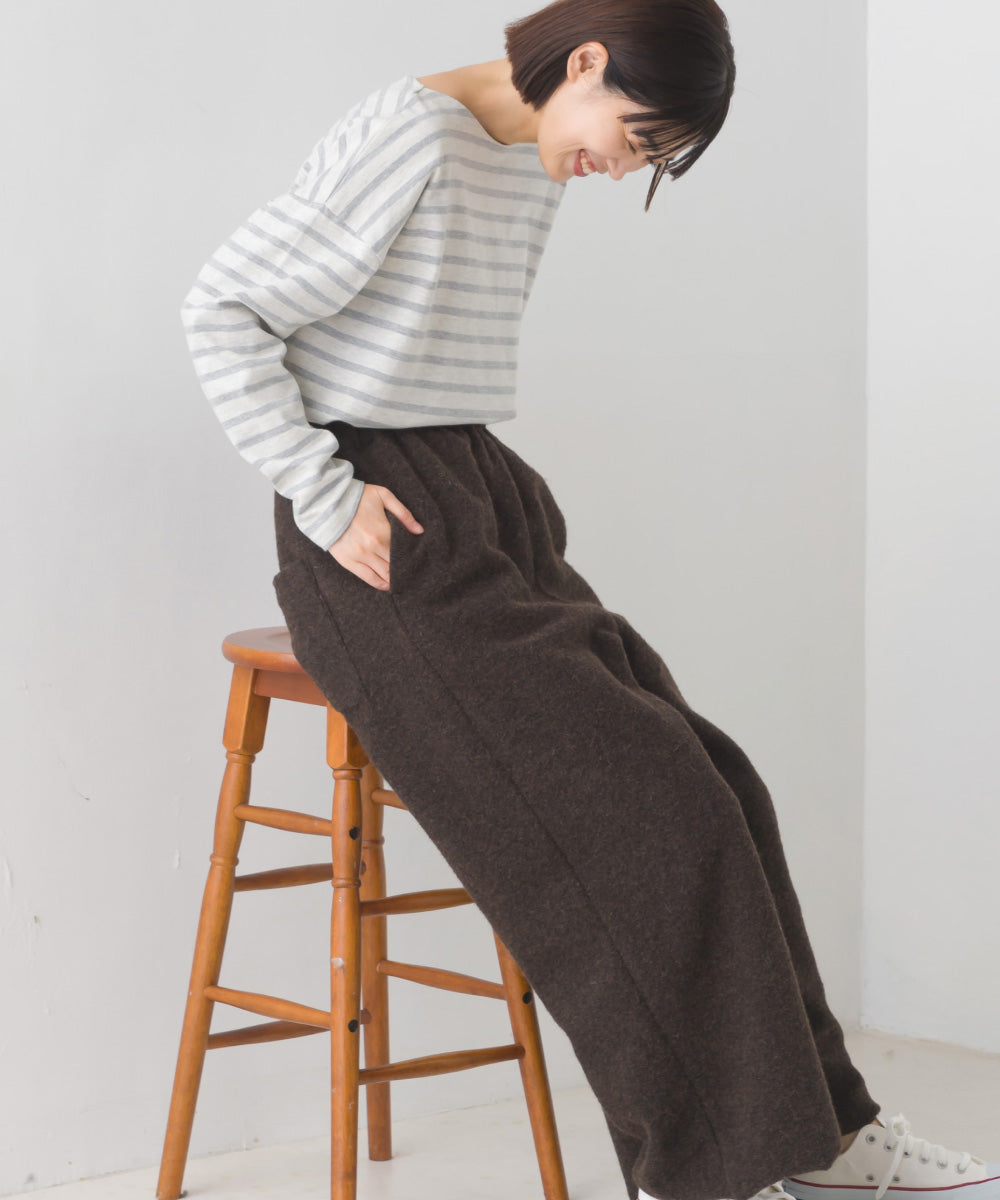 【OMNES】ウール混断ち切りストレートパンツ【1521-2081】