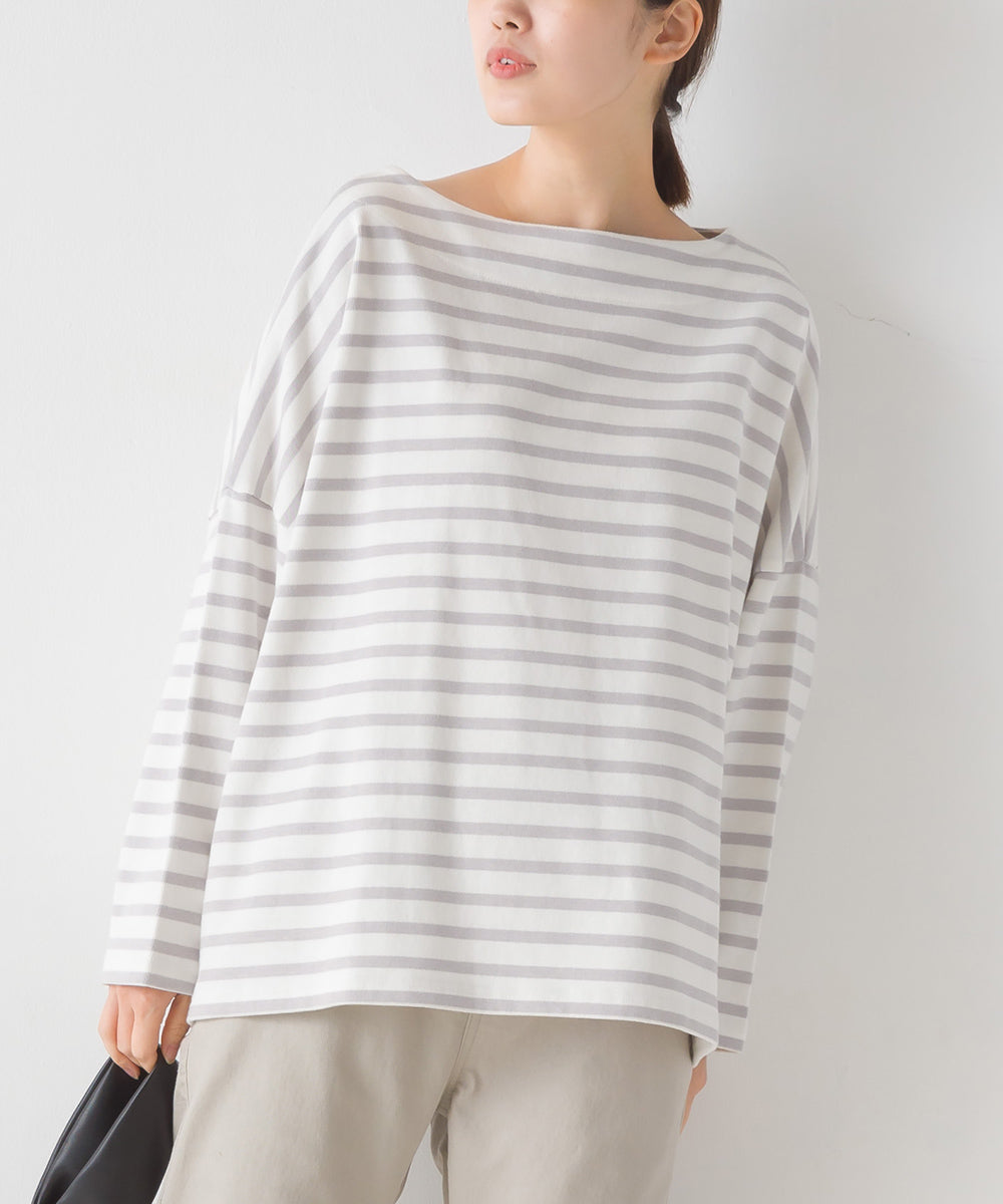 【OMNES】バスク生地 ボックスカットソー 長袖Tシャツ【1521-5101】