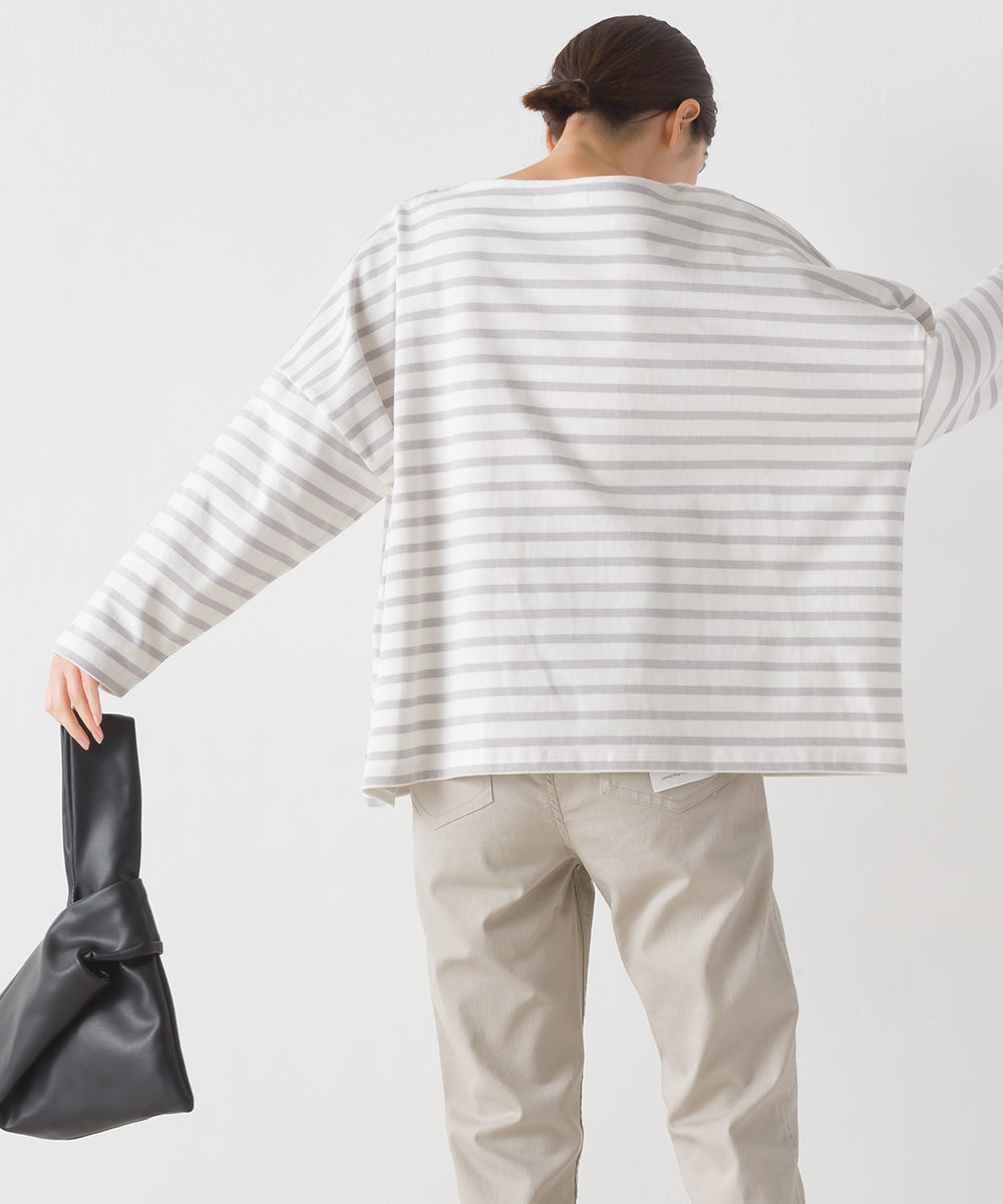 【OMNES】バスク生地 ボックスカットソー 長袖Tシャツ【1521-5101】