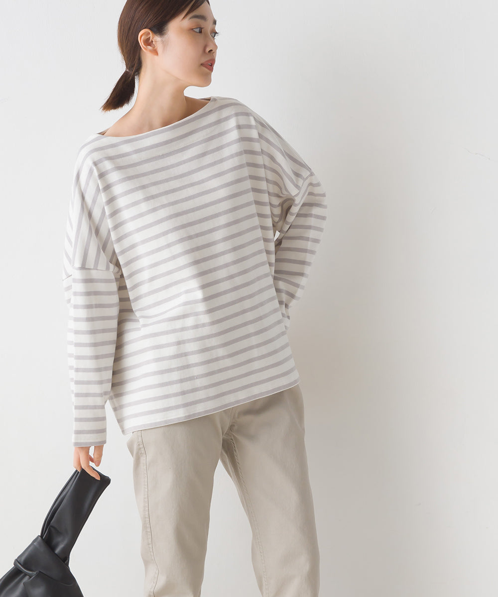 【OMNES】バスク生地 ボックスカットソー 長袖Tシャツ【1521-5101】