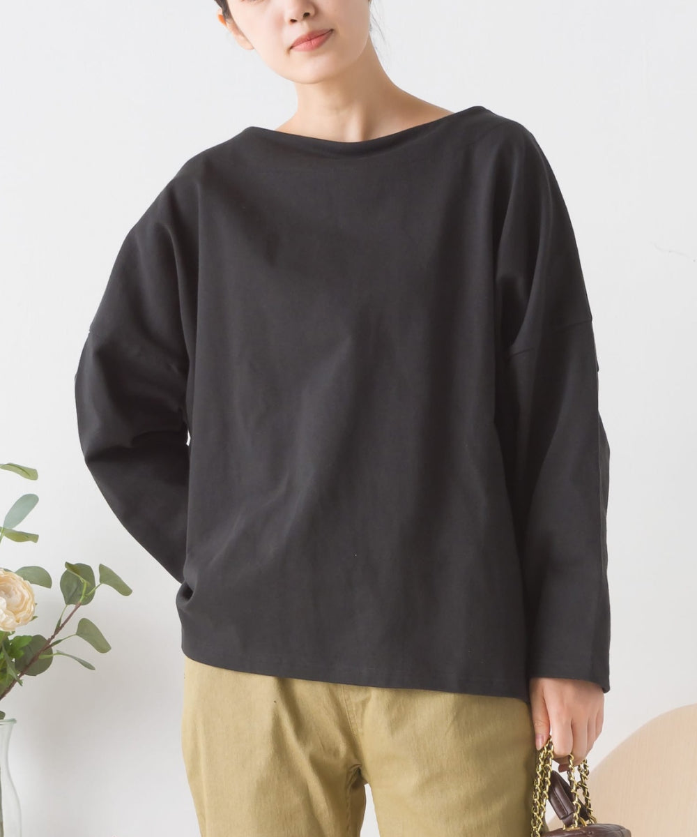 【OMNES】バスク生地 ボックスカットソー 長袖Tシャツ【1521-5101】