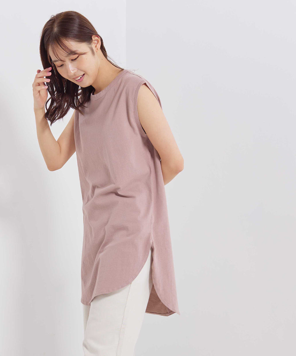 【OMNES】USAコットン 裾ラウンドタンクトップ【1521-5115】