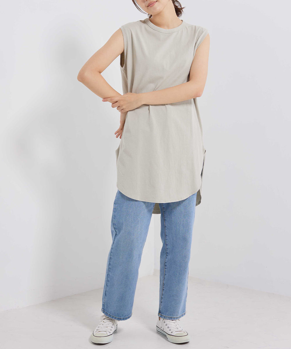 【OMNES】USAコットン 裾ラウンドタンクトップ【1521-5115】