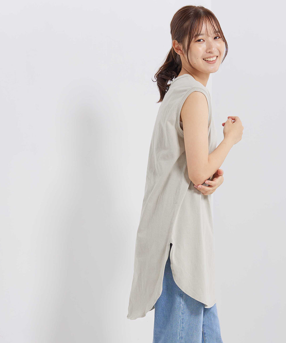 【OMNES】USAコットン 裾ラウンドタンクトップ【1521-5115】
