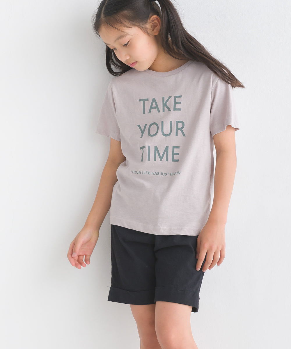 【OMNES】キッズ 綿麻カット 半袖プリントTシャツ【1521-5116】