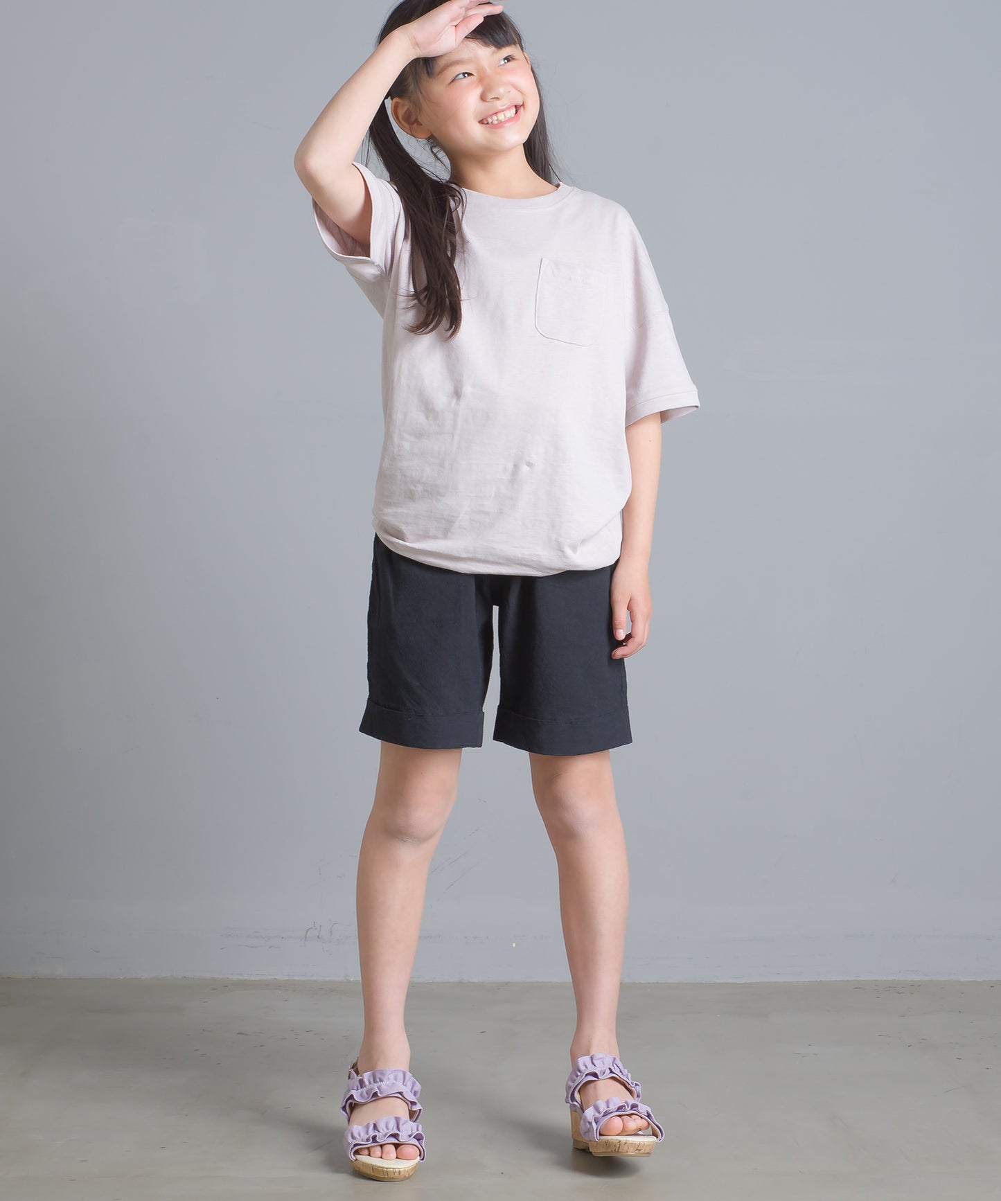 【OMNES】キッズ 綿麻カット ビッグ半袖プリントTシャツ【1521-5119】