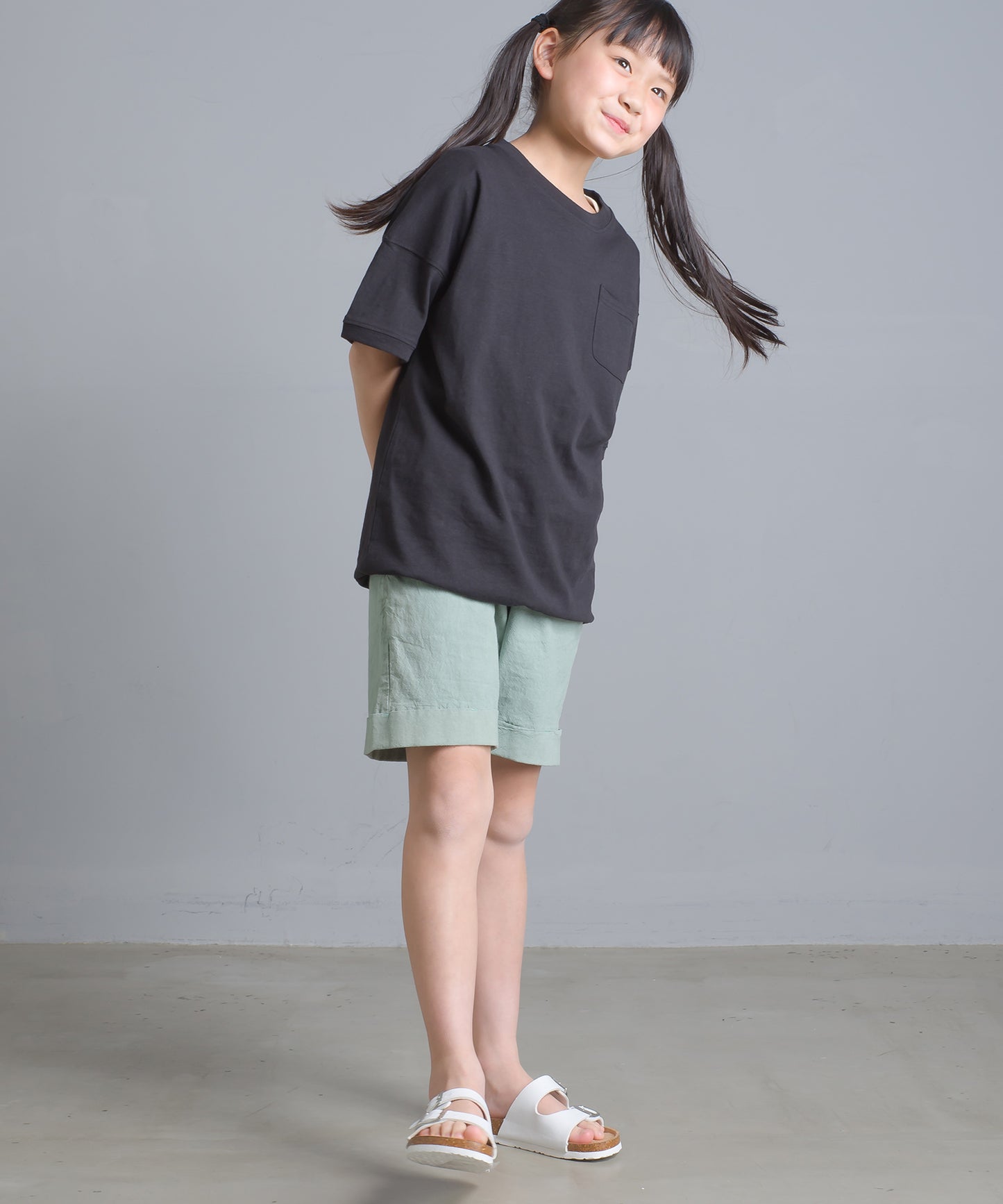 【OMNES】キッズ 綿麻カット ビッグ半袖プリントTシャツ【1521-5119】