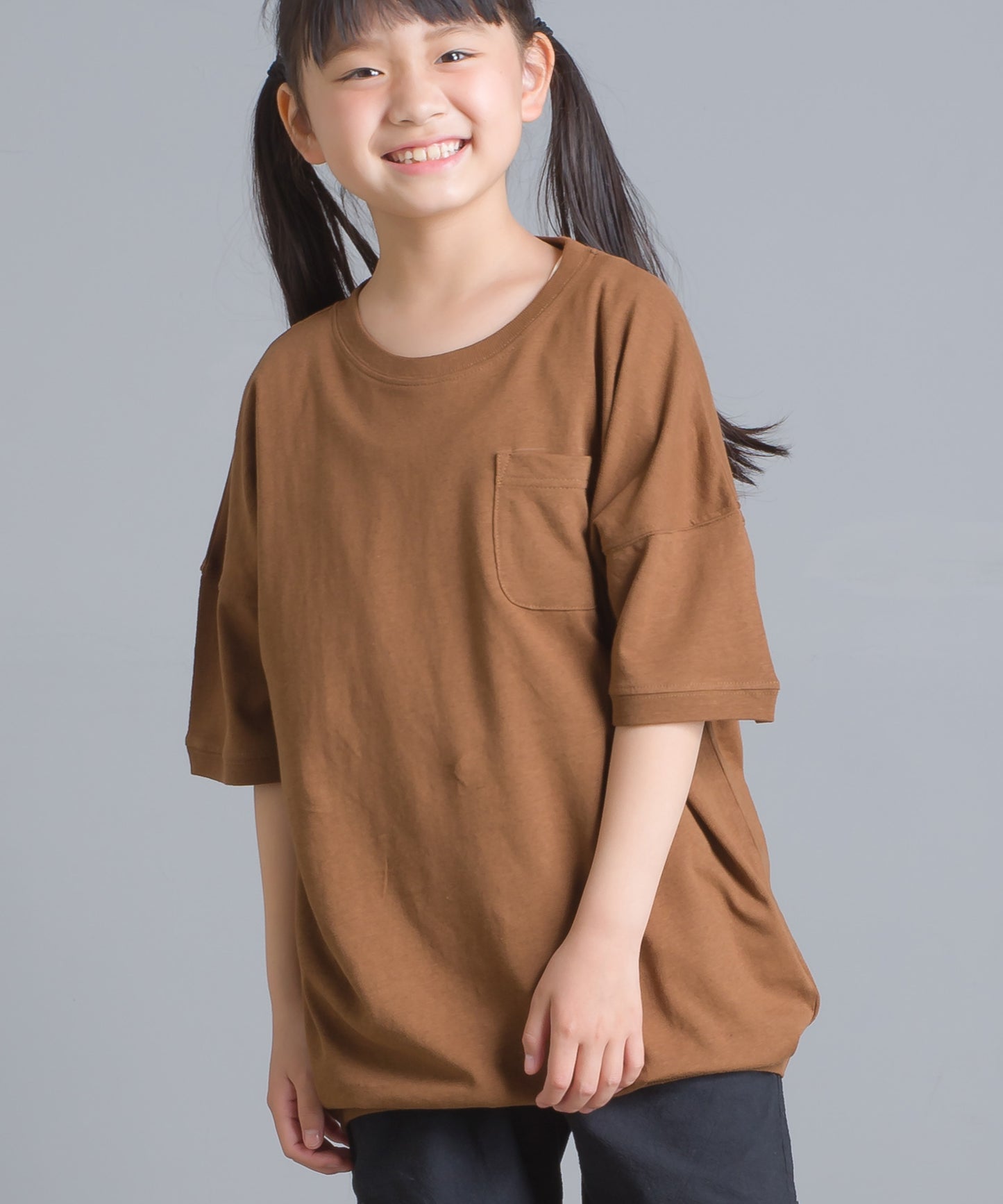 【OMNES】キッズ 綿麻カット ビッグ半袖プリントTシャツ【1521-5119】