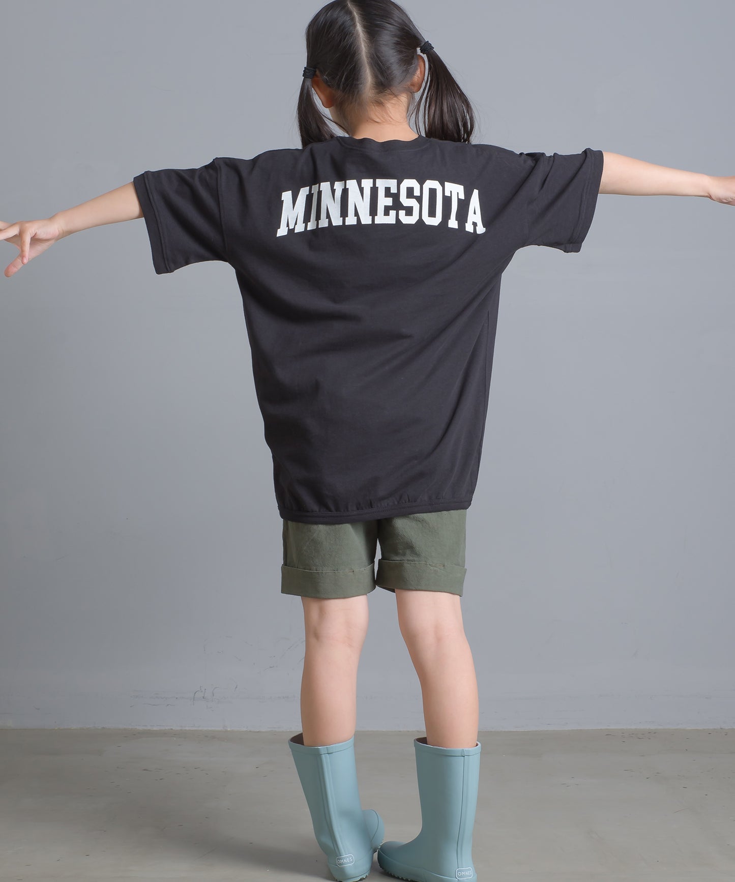 【OMNES】キッズ 綿麻カット ビッグ半袖プリントTシャツ【1521-5119】