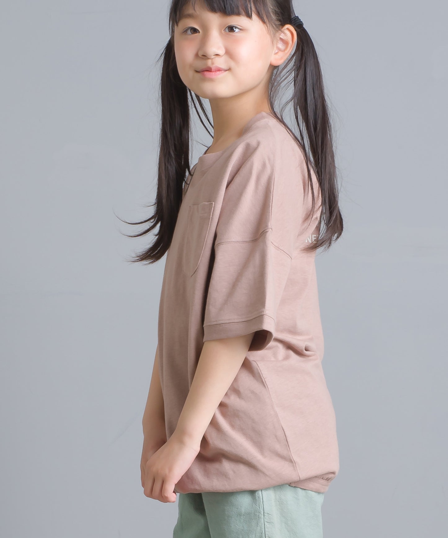【OMNES】キッズ 綿麻カット ビッグ半袖プリントTシャツ【1521-5119】