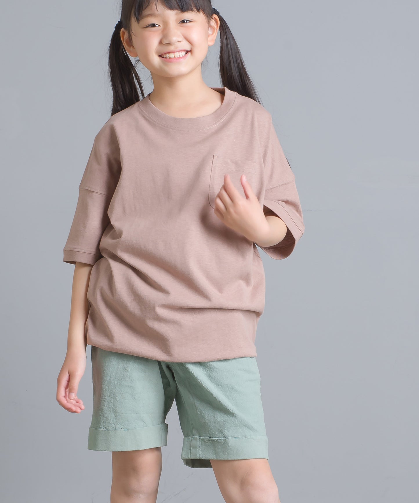 【OMNES】キッズ 綿麻カット ビッグ半袖プリントTシャツ【1521-5119】