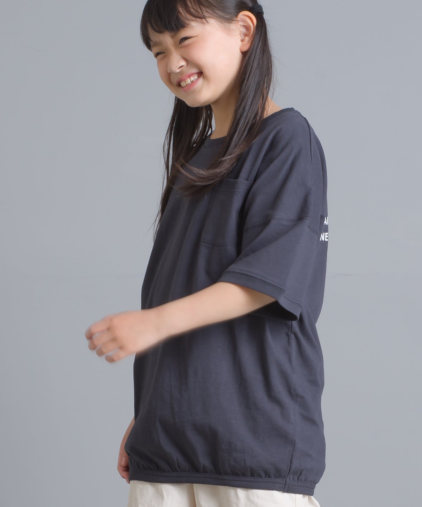 【OMNES】キッズ 綿麻カット ビッグ半袖プリントTシャツ【1521-5119】