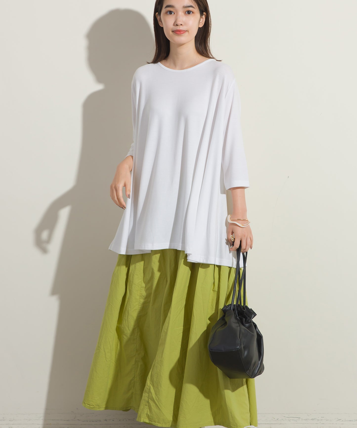 【OMNES】TRPU 裾フレア7分袖プルオーバー Tシャツ【1521-5122】