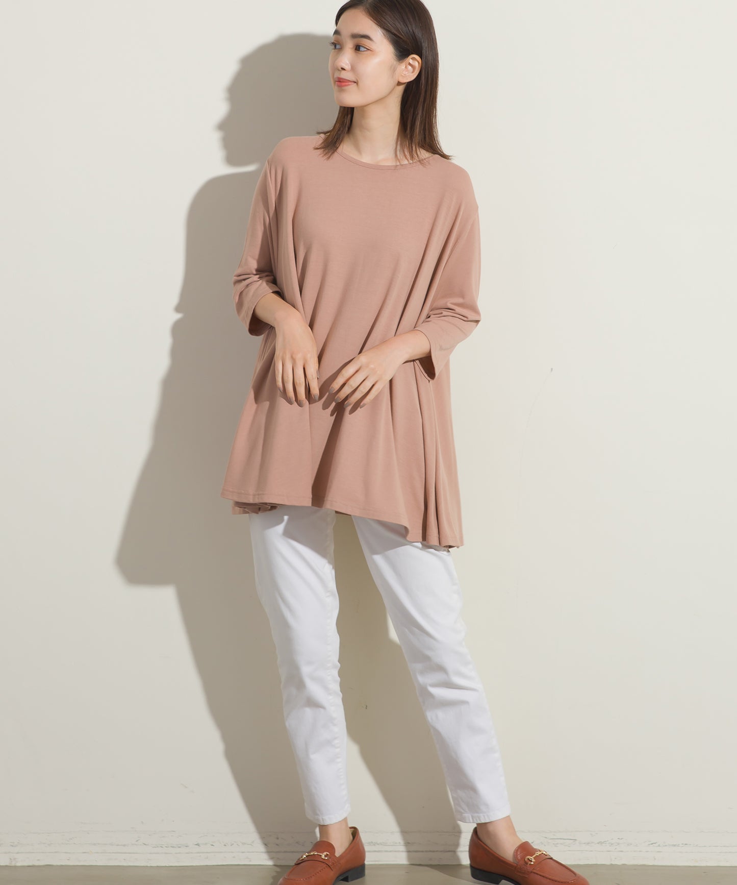 【OMNES】TRPU 裾フレア7分袖プルオーバー Tシャツ【1521-5122】