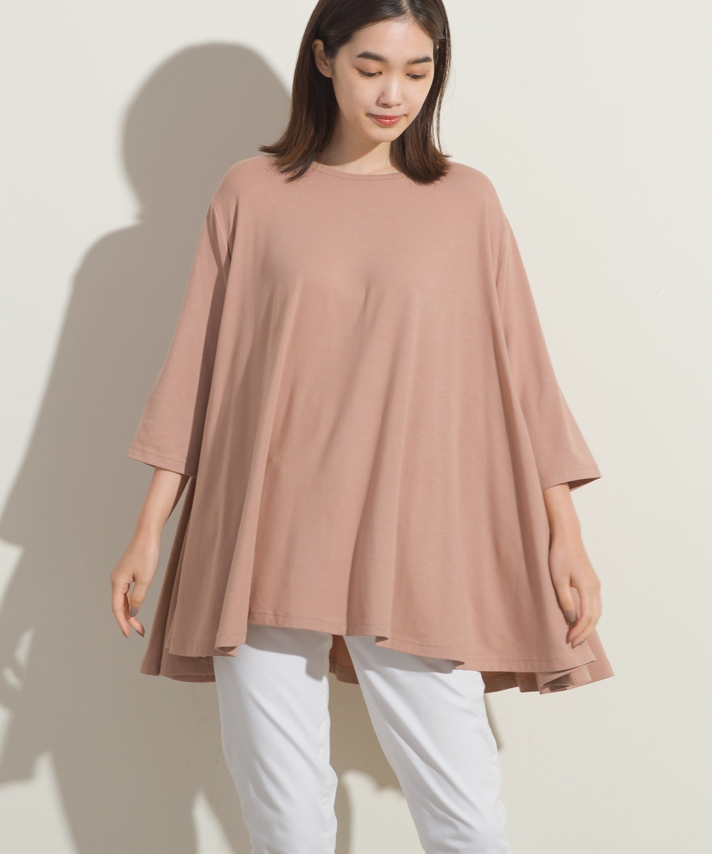 【OMNES】TRPU 裾フレア7分袖プルオーバー Tシャツ【1521-5122】