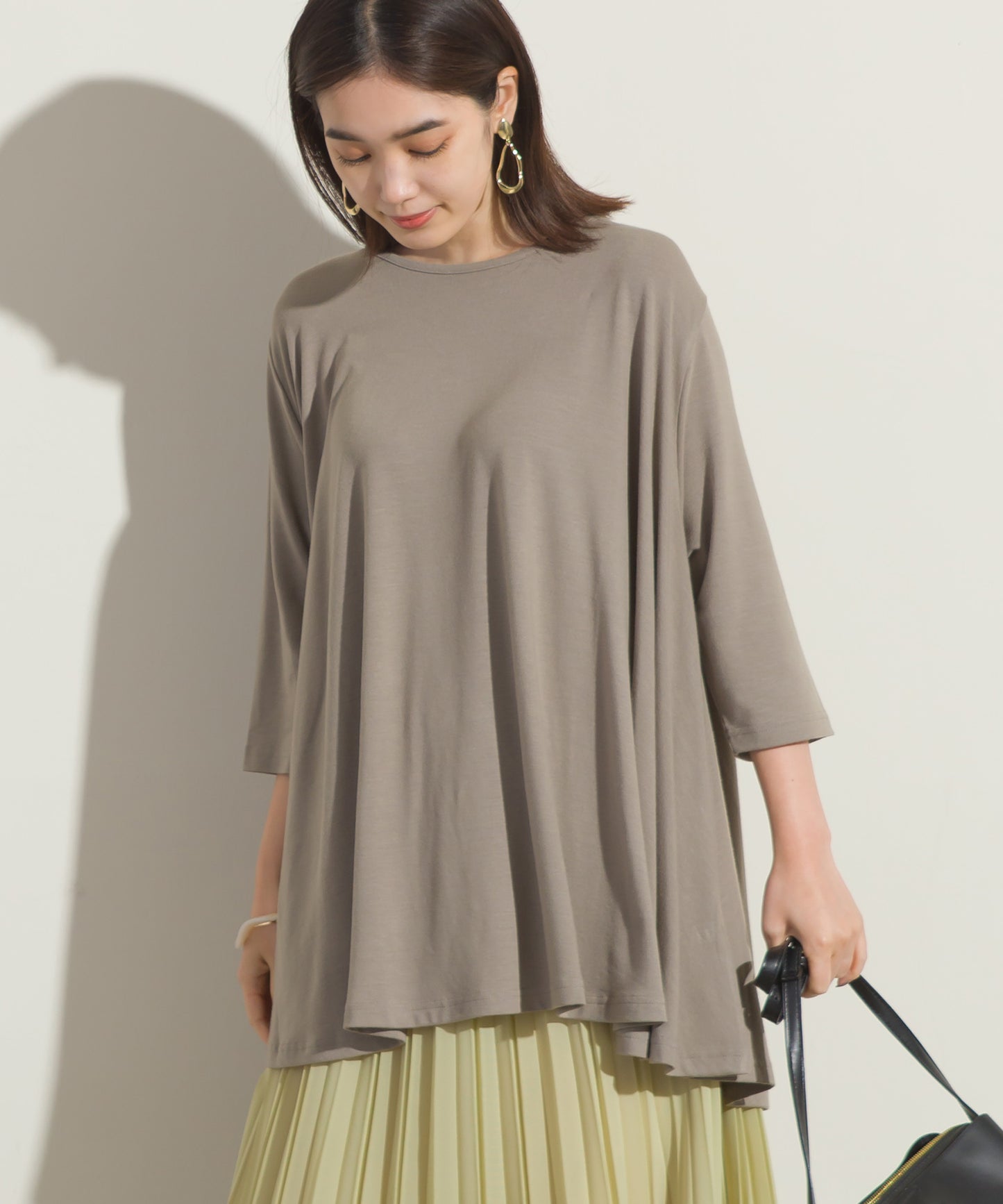 【OMNES】TRPU 裾フレア7分袖プルオーバー Tシャツ【1521-5122】