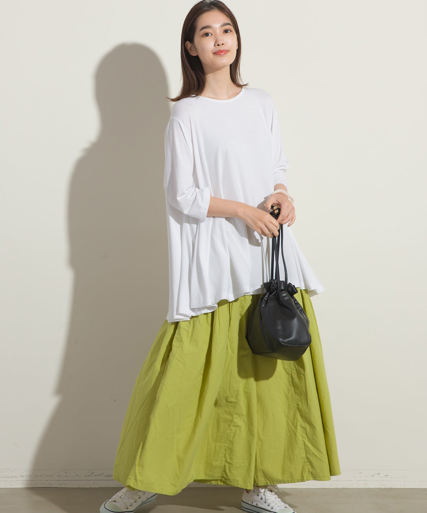 【OMNES】TRPU 裾フレア7分袖プルオーバー Tシャツ【1521-5122】