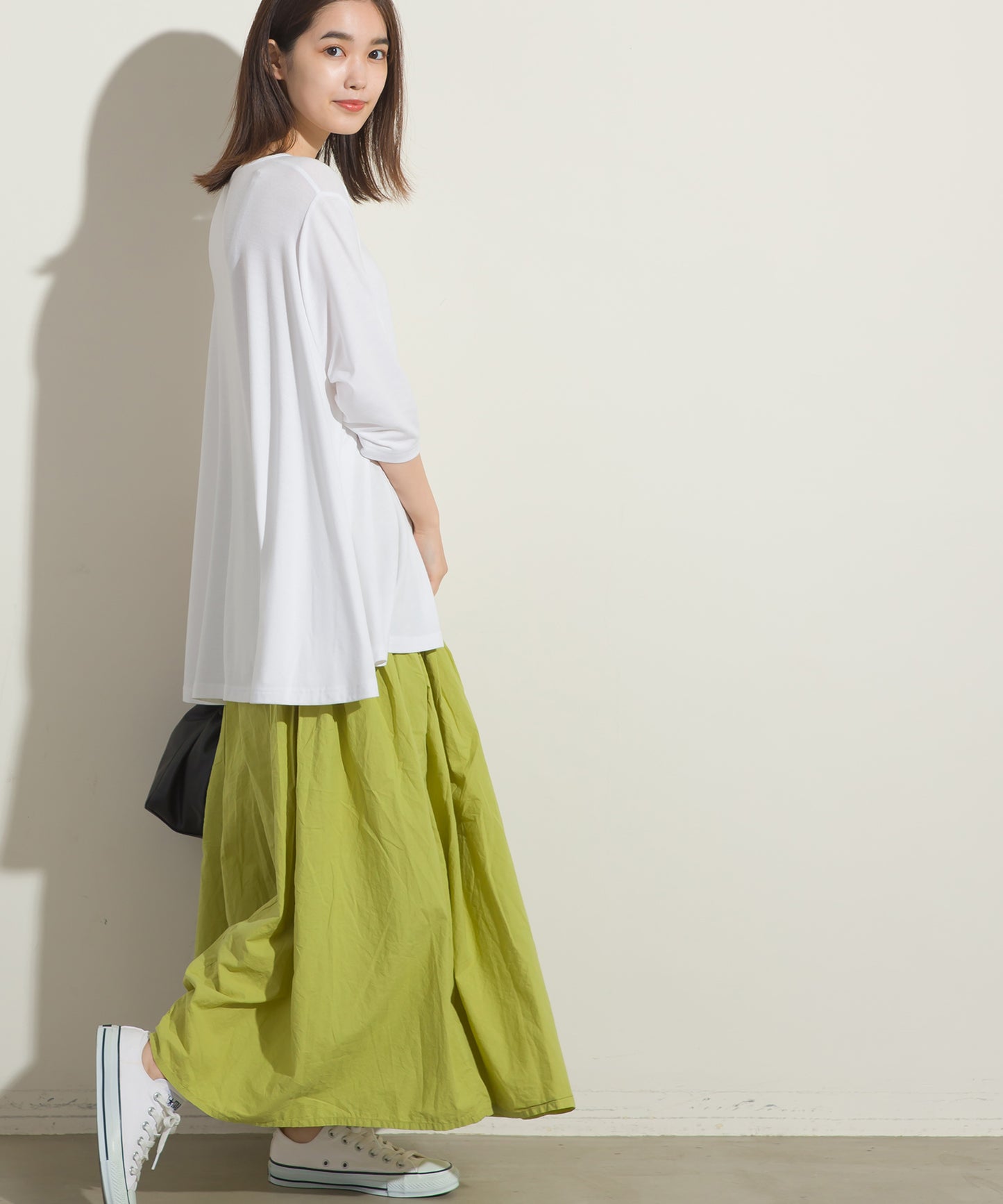 【OMNES】TRPU 裾フレア7分袖プルオーバー Tシャツ【1521-5122】