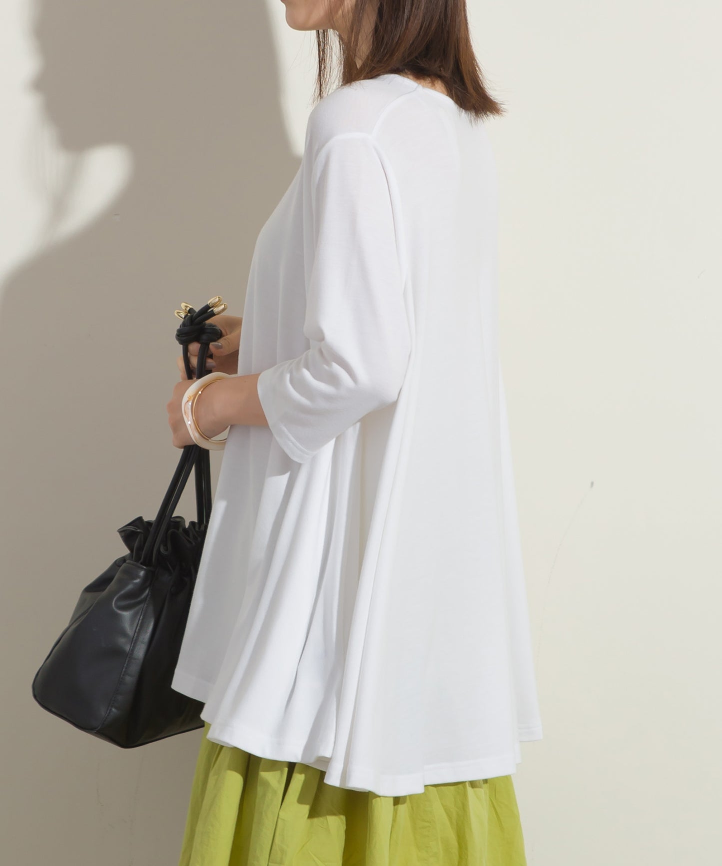 【OMNES】TRPU 裾フレア7分袖プルオーバー Tシャツ【1521-5122】